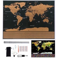 Mapa Świata Zdrapka z Flagami Zestaw Akcesoria