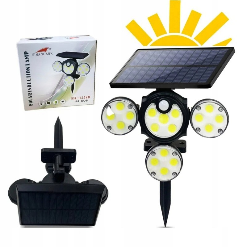 LAMPA ULICZNA LED Do ziemi lub na ścianę ZASILANIE SOLARNE Z PANELEM SOLARNYM