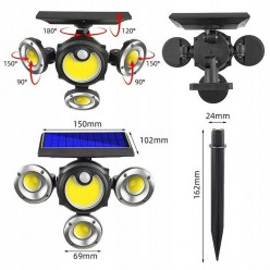 LAMPA ULICZNA LED Do ziemi lub na ścianę ZASILANIE SOLARNE Z PANELEM SOLARNYM