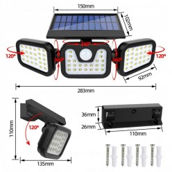 LAMPA SOLARNA ULICZNA LED NA ŚCIANĘ ZASILANIE SOLARNE Z PANELEM SOLAR - 3 MODUŁY