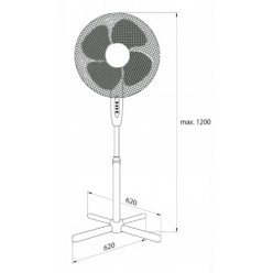 WENTYLATOR STOJĄCY DYNORA CZARNY 3 TRYBY 3 DUŻE ŁOPATY - CICHY-