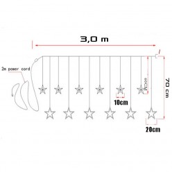 Lampki Choinkowe Kurtyna Girlanda LED Gwiazdy Efekt Iskrzenia Zimne