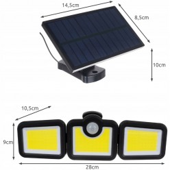 Lampa Solarna Uliczna LED 171 COB Na Ścianę Zasilanie Solarne - 3 Moduły