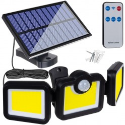 Lampa Solarna Uliczna LED 171 COB Na Ścianę Zasilanie Solarne - 3 Moduły