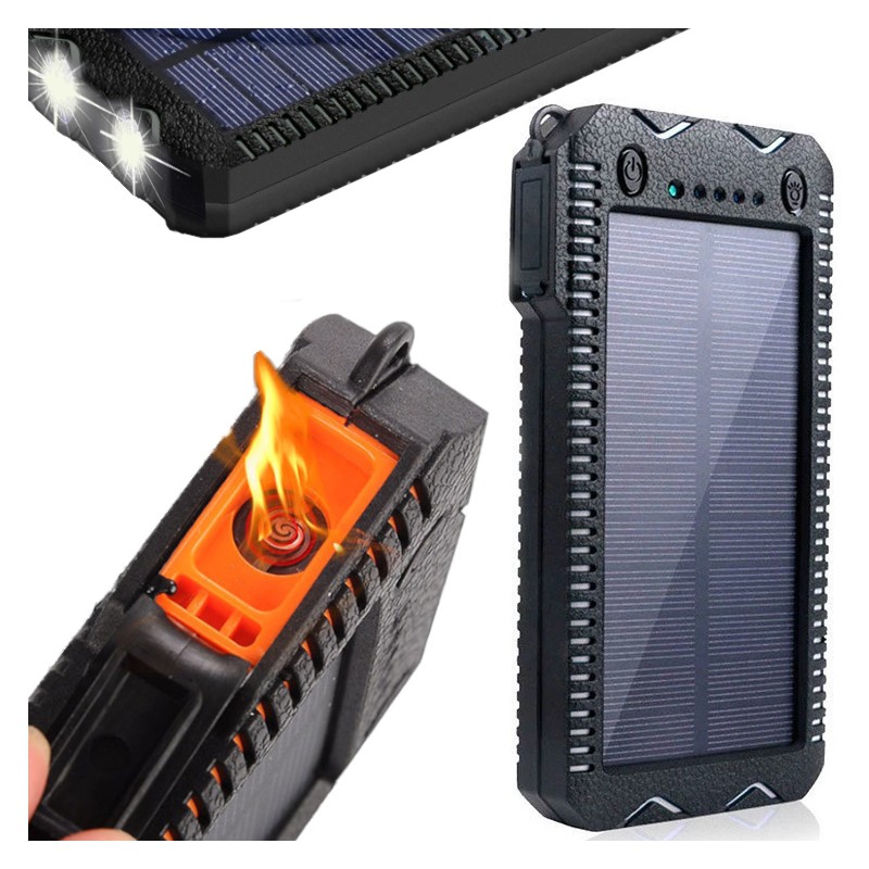 3w1 Powerbank Solarny Latarka Zapalniczka 20 000 mAh 2xUSB 2A