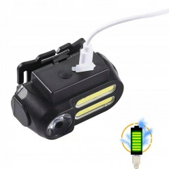 Latarka Czołówka 16 LED COB USB 4 Tryby Taktyczna