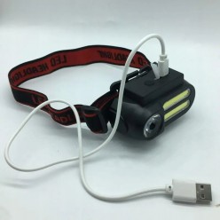 Latarka Czołówka 16 LED COB USB 4 Tryby Taktyczna