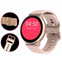 Zegarek Damski Smartwatch Złoty Róż i Silikon 2 Bransolety