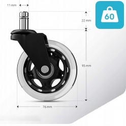 Kółka Do Fotela Kauczukowe Ciche 5szt Łożyskowane