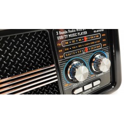 Radio Turystyczne Retro z Panelem Solarnym Latarką 230V USB