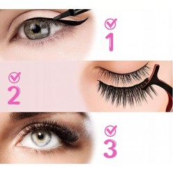 Zestaw 7szt Rzęsy Magnetyczne 7X  Aplikator + 2X Eyeliner