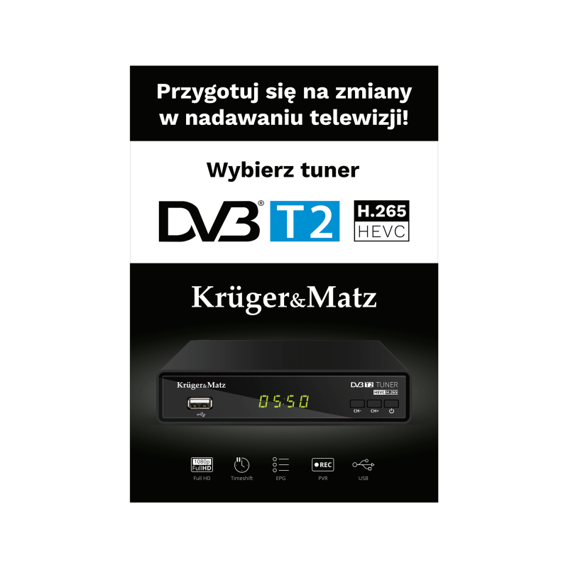 Plakat Kruger&matz Tuner Dvb-T2 W Paczce 2 Szt.