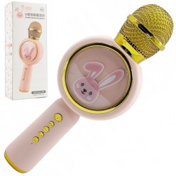 Świecący Mikrofon TWS Karaoke Bluetooth z Głośnikiem Różowy Królik