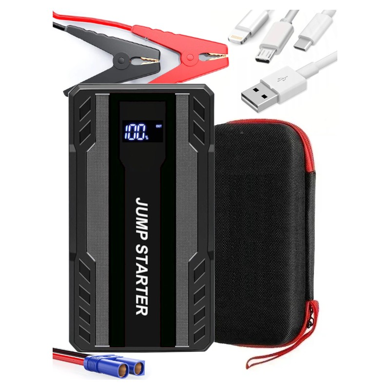 Samochodowy Jump Starter Mini 12V 800A, Latarka, Powerbank 30 000 mAh