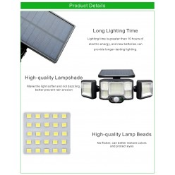 Lampa Solarna Zewnętrzny Kinkiet 192 LED Na Ścianę