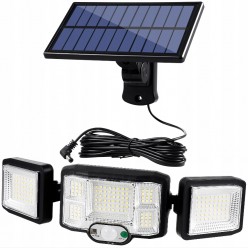 Lampa Solarna Zewnętrzny Kinkiet 192 LED Na Ścianę z Przewodem 5 metrów