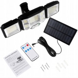 Lampa Solarna Zewnętrzny Kinkiet 192 LED Na Ścianę z Przewodem 5 metrów