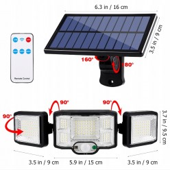 Lampa Solarna Zewnętrzny Kinkiet 192 LED Na Ścianę z Przewodem 5 metrów