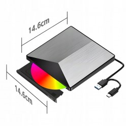 Zewnętrzny Napęd CD/DVD Nagrywarka USB 3.0 USB-C Aluminium