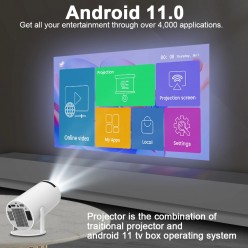 Przenośny Rzutnik Projektor Android 11.0 TV Wifi Bluetooth HDMI Głośnik