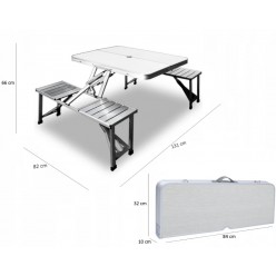 Aluminiowy Stolik Turystyczny Stół Ogrodowy Składany 131x82x66 cm