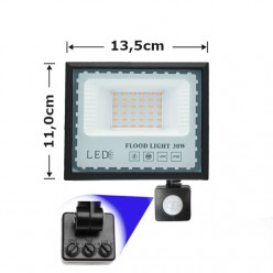 Halogenowy Naświetlacz LED 30W Zewnętrzny z Czujnikiem Ruchu i Zmierzchu IP66 230V