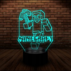 Nocna Lampka Dla Dziecka Minecraft + Pilot Bezprzewodowy