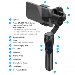 Gimbal 3-Osiowy z Bluetooth Kompatybilny z GoPro + Statyw