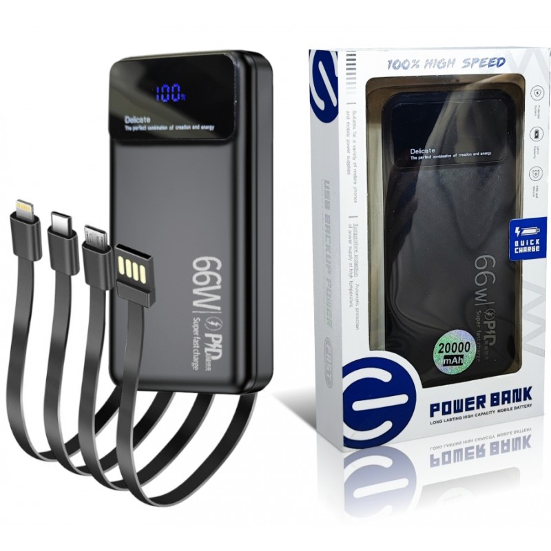 Powerbank 20000 mAh Mi Turbo Charge 66W USB-C Lightning MicroUSB