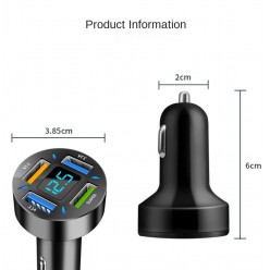 Samochodowa Ładowarka 120W 4xUSB MI Charge Xiaomi Miernik Wyświetlacz