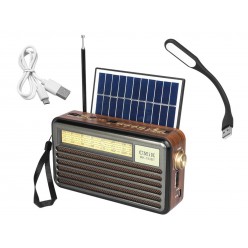 Radio FM,AM,SW z Panelem Solarnym, Bluetooth, USB, gniazdo kart SD/TF i lampką LED USB