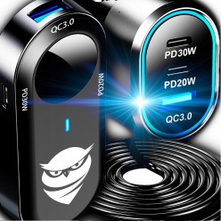 Ładowarka Samochodowa z Przedłużaczem 6xUSB 100W