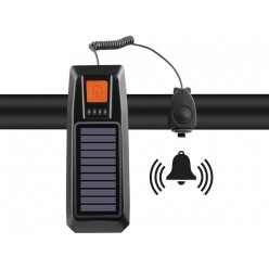 Lampka Rowerowa z Panelem Solarnym i Klaksonem Dzwonek Rowerowy