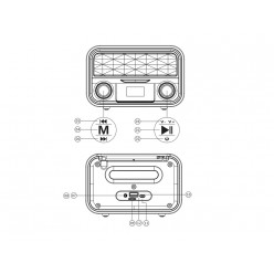 Bezprzewodowe Radio z Głośnikiem Bluetooth Retro FM i AUX, 15h Czasu Pracy