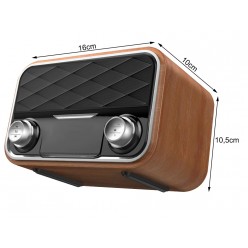 Bezprzewodowe Radio z Głośnikiem Bluetooth Retro FM i AUX, 15h Czasu Pracy