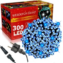 Świąteczne Lampki Choinkowe Niebieskie 300 LED Z Funkcją Flash