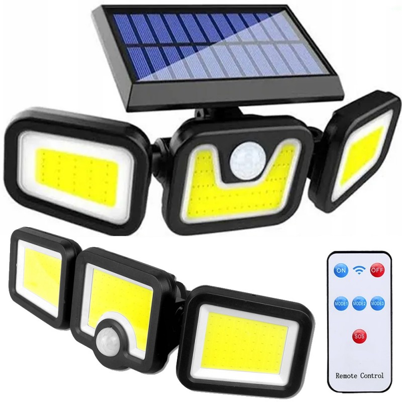 Lampa Solarna Uliczna LED Na Ścianę Zasilanie Solarne - 3 Moduły