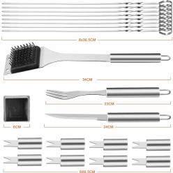 Narzędzia Do Grilla Akcesoria Grillowe 33 elementy + Etui