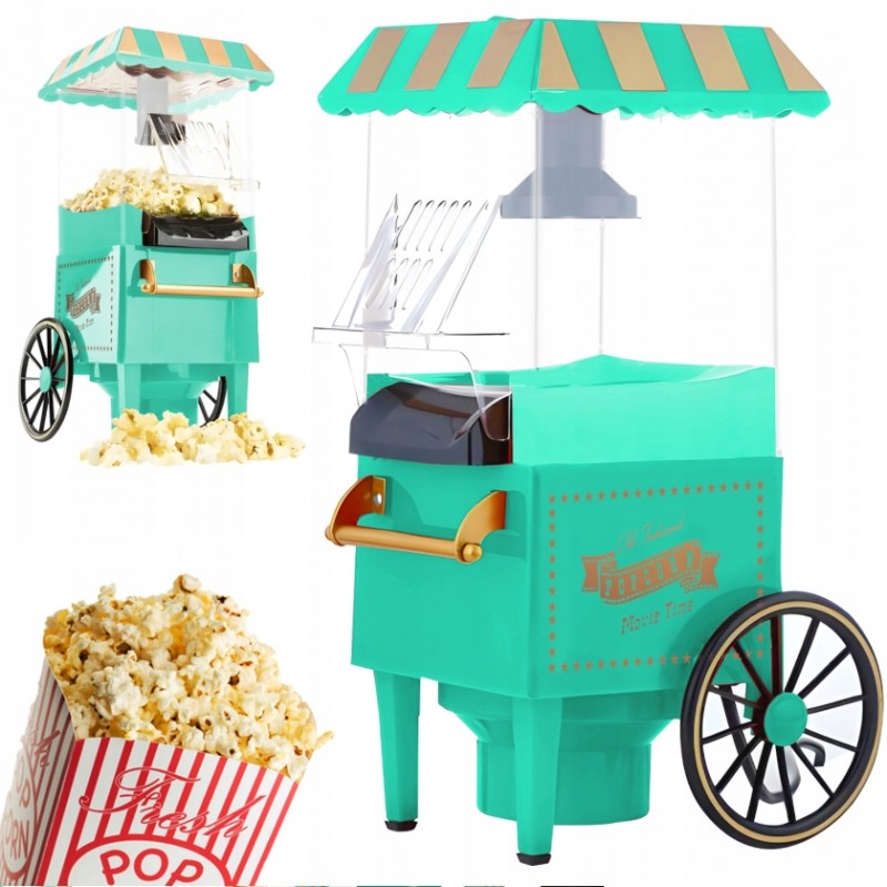 Maszyna Do Robienia Popcorn Wózek Retro Vintage 1200W Beztłuszczowa